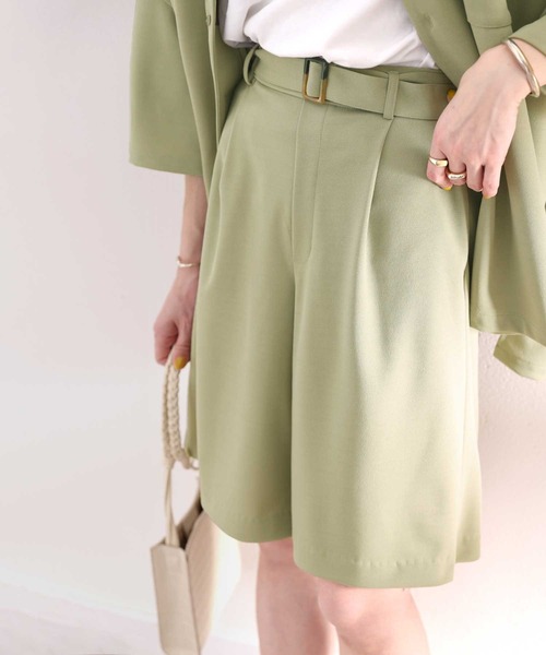 classicalelf（クラシカルエルフ）の「大人の上品セットアップ。ベルト付きメンズライクショートパンツ（その他パンツ・レディース・ブラック/カーキ/モカ・LARGE/MEDIUM/SMALL/X-LARGE）」の12枚目の写真