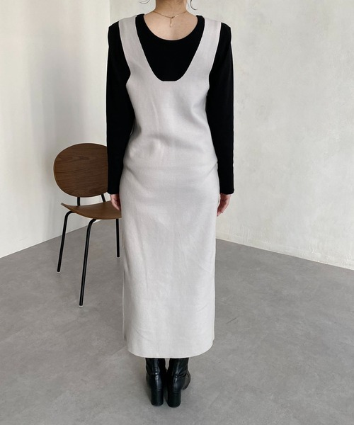 CAPRICIEUX LE'MAGE（カプリシューレマージュ）の「ニットジャンスカ（ワンピース・レディース・ブラック/ホワイト系その他・FREE）」の7枚目の写真