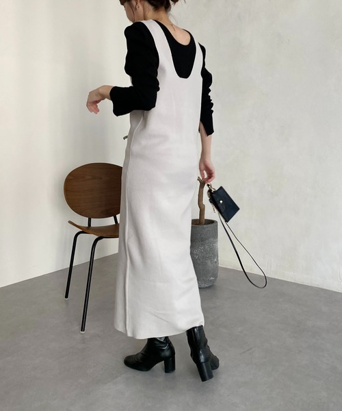 CAPRICIEUX LE'MAGE（カプリシューレマージュ）の「ニットジャンスカ（ワンピース・レディース・ブラック/ホワイト系その他・FREE）」の13枚目の写真