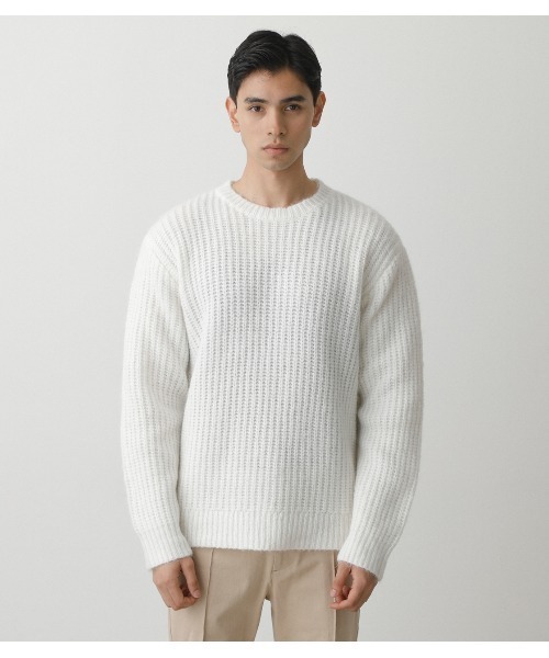 AZUL by moussy(アズールバイマウジー)の「AIR YARN C/N KNIT/エアーヤーンクルーネックニット(ニット/セーター・メンズ・ライトピンク/ホワイト/ブラック・MEDIUM/LARGE)」の11枚目の写真