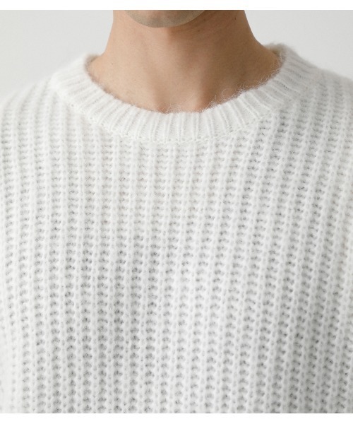 AZUL by moussy(アズールバイマウジー)の「AIR YARN C/N KNIT/エアーヤーンクルーネックニット(ニット/セーター・メンズ・ライトピンク/ホワイト/ブラック・MEDIUM/LARGE)」の14枚目の写真