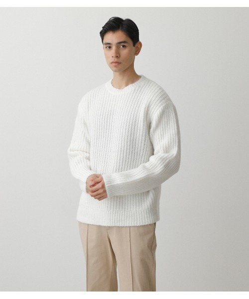 AZUL by moussy(アズールバイマウジー)の「AIR YARN C/N KNIT/エアーヤーンクルーネックニット(ニット/セーター・メンズ・ライトピンク/ホワイト/ブラック・MEDIUM/LARGE)」の8枚目の写真