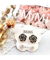 【MiMi】水引とコットンパールのイヤリング(MA)