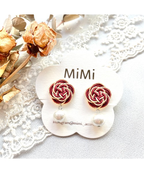 tone(トーン)の「【MiMi】水引とコットンパールのイヤリング(MA)(イヤリング・レディース・ブラック/イエロー/ピンク/レッド/ベージュ・FREE)」の15枚目の写真