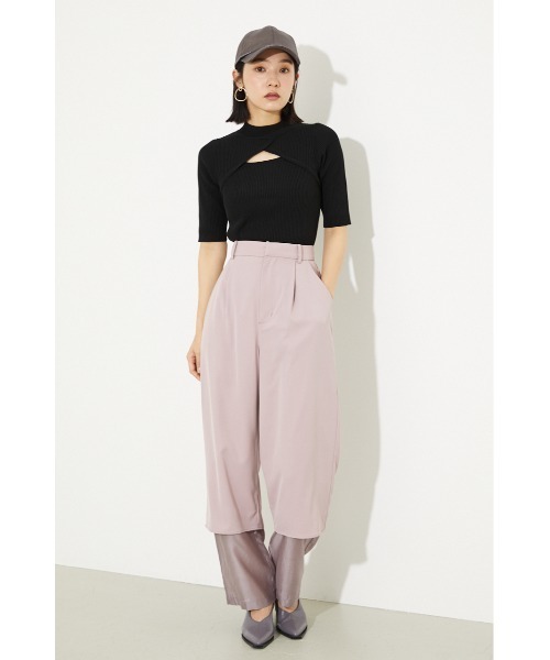 rienda（リエンダ）の「オープンネックハーフスリーブニットトップス（ニット/セーター・レディース・ブラック/ピンク/ブルー/ライトベージュ・FREE）」の6枚目の写真