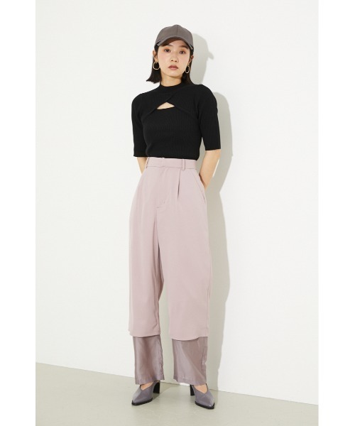 rienda（リエンダ）の「オープンネックハーフスリーブニットトップス（ニット/セーター・レディース・ブラック/ピンク/ブルー/ライトベージュ・FREE）」の7枚目の写真