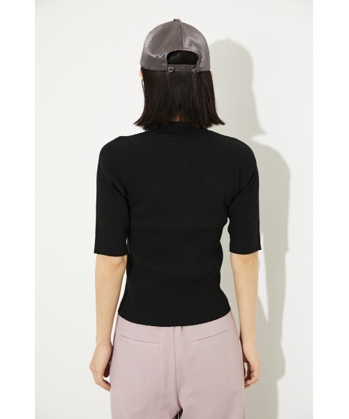 rienda（リエンダ）の「オープンネックハーフスリーブニットトップス（ニット/セーター・レディース・ブラック/ピンク/ブルー/ライトベージュ・FREE）」の12枚目の写真