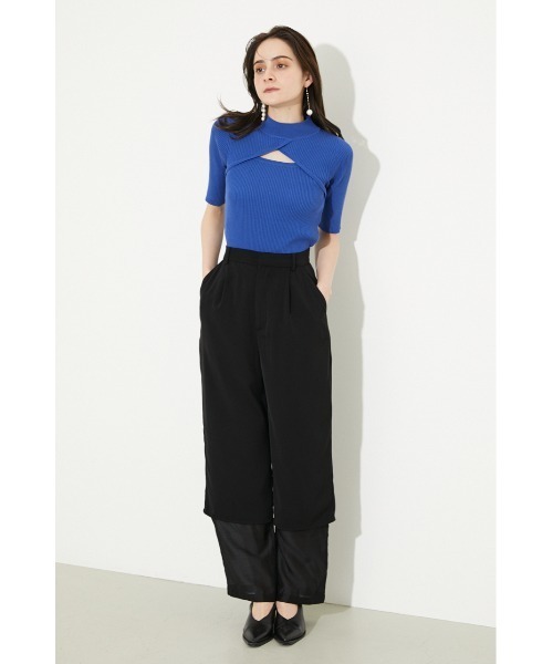 rienda（リエンダ）の「オープンネックハーフスリーブニットトップス（ニット/セーター・レディース・ブラック/ピンク/ブルー/ライトベージュ・FREE）」の17枚目の写真