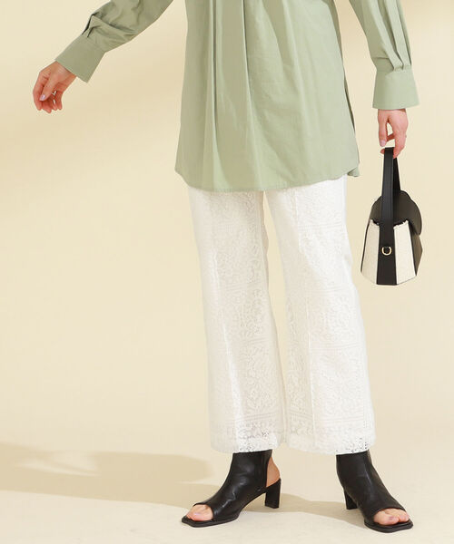 Ray BEAMS(レイビームス)の「Ray BEAMS / レース フレア パンツ(その他パンツ・レディース・ホワイト/ブラック・1/0)」の12枚目の写真