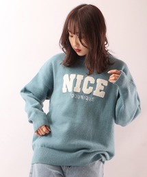 オーバーサイズ NICEロゴニット