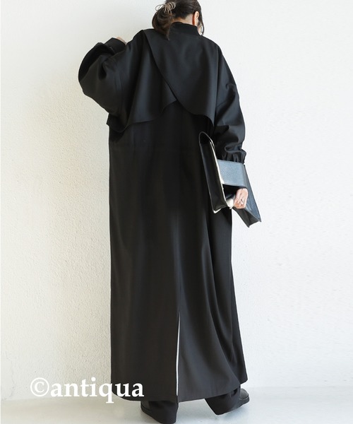antiqua(アンティカ)の「ドロストコート(トレンチコート・レディース・ブラック/ベージュ・FREE)」の3枚目の写真