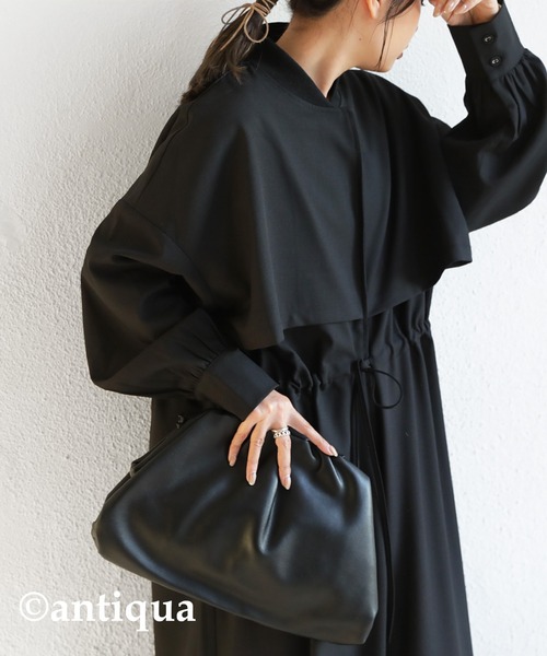 antiqua(アンティカ)の「ドロストコート(トレンチコート・レディース・ブラック/ベージュ・FREE)」の4枚目の写真