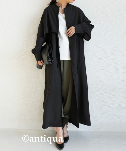 antiqua(アンティカ)の「ドロストコート(トレンチコート・レディース・ブラック/ベージュ・FREE)」の6枚目の写真