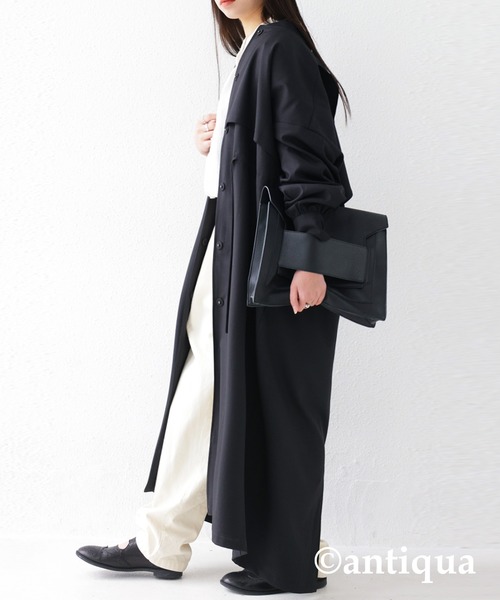 antiqua(アンティカ)の「ドロストコート(トレンチコート・レディース・ブラック/ベージュ・FREE)」の10枚目の写真