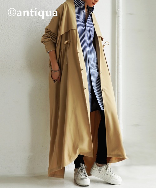 antiqua(アンティカ)の「ドロストコート(トレンチコート・レディース・ブラック/ベージュ・FREE)」の11枚目の写真