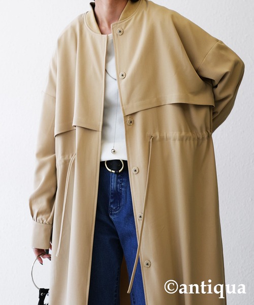 antiqua(アンティカ)の「ドロストコート(トレンチコート・レディース・ブラック/ベージュ・FREE)」の13枚目の写真