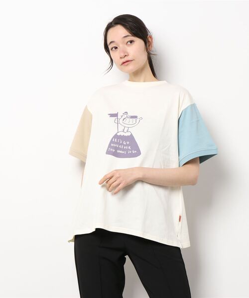 KRIFF MAYER Lady's Collection（クリフメイヤーレディースコレクション）の「ウェットプロテクト半袖T（アヒル）（Tシャツ/カットソー・レディース・オフホワイト/サックスブルー/チャコール/カラフル/ベージュ・LARGE/MEDIUM）」の5枚目の写真