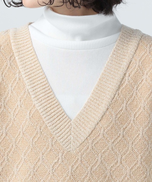 BAYFLOW（ベイフロー）の「ジャガードニットベスト（ベスト・レディース・ベージュ/グリーン・FREE）」の11枚目の写真