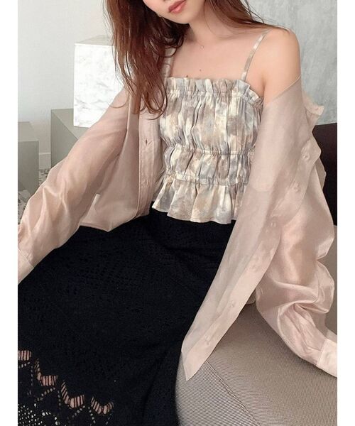 RESEXXY（リゼクシー）の「ミディアムシアーシャツ（シャツ/ブラウス・レディース・ホワイト/ライトグレー/ブラック/ピンク/ベージュ・FREE）」の4枚目の写真