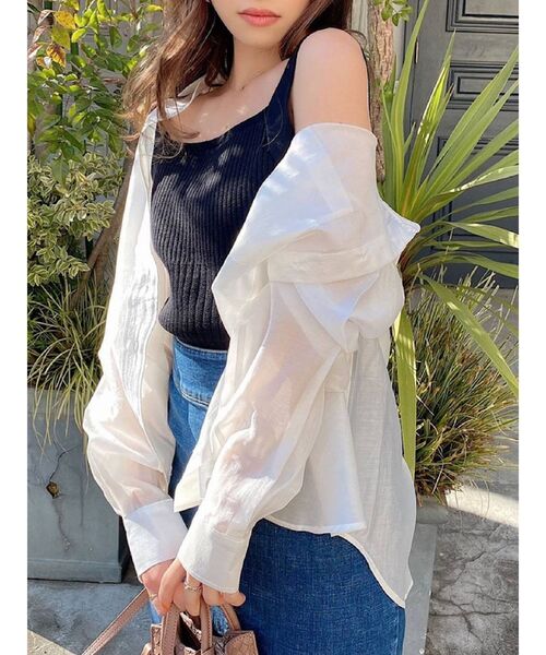 RESEXXY（リゼクシー）の「ミディアムシアーシャツ（シャツ/ブラウス・レディース・ホワイト/ライトグレー/ブラック/ピンク/ベージュ・FREE）」の2枚目の写真