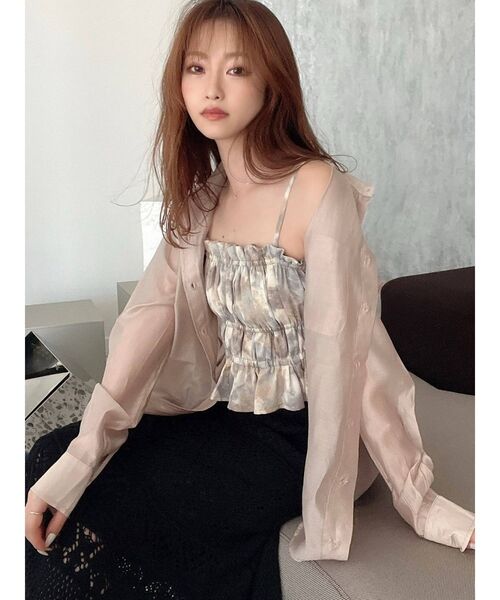 RESEXXY（リゼクシー）の「ミディアムシアーシャツ（シャツ/ブラウス・レディース・ホワイト/ライトグレー/ブラック/ピンク/ベージュ・FREE）」の7枚目の写真