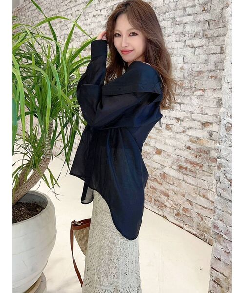 RESEXXY（リゼクシー）の「ミディアムシアーシャツ（シャツ/ブラウス・レディース・ホワイト/ライトグレー/ブラック/ピンク/ベージュ・FREE）」の13枚目の写真