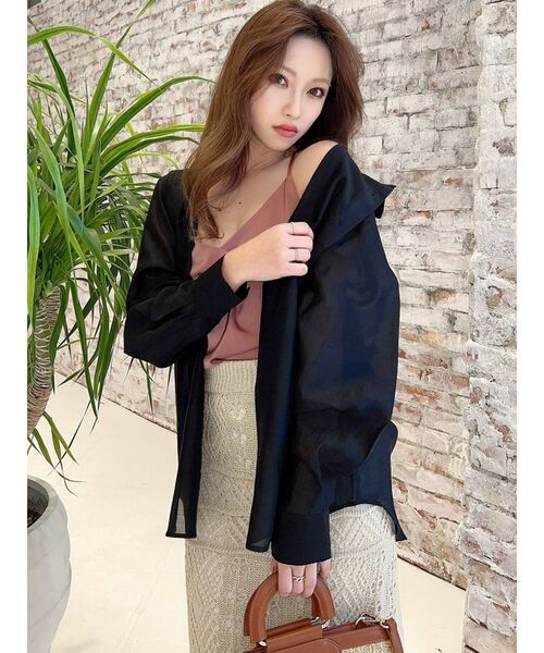 RESEXXY（リゼクシー）の「ミディアムシアーシャツ（シャツ/ブラウス・レディース・ホワイト/ライトグレー/ブラック/ピンク/ベージュ・FREE）」の14枚目の写真