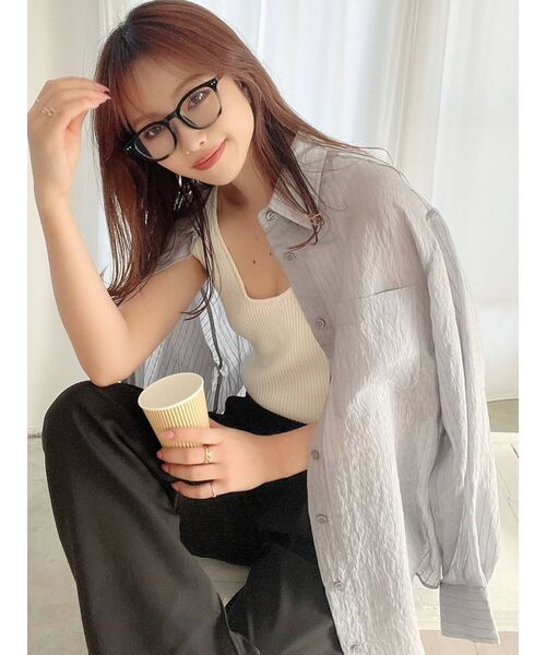 RESEXXY（リゼクシー）の「ミディアムシアーシャツ（シャツ/ブラウス・レディース・ホワイト/ライトグレー/ブラック/ピンク/ベージュ・FREE）」の19枚目の写真