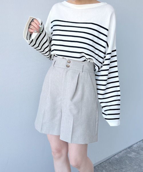 mysty woman(ミスティウーマン)の「リネンライクショートパンツ 275571(その他パンツ・レディース・ベージュ/オレンジ/チャコール・FREE)」の4枚目の写真