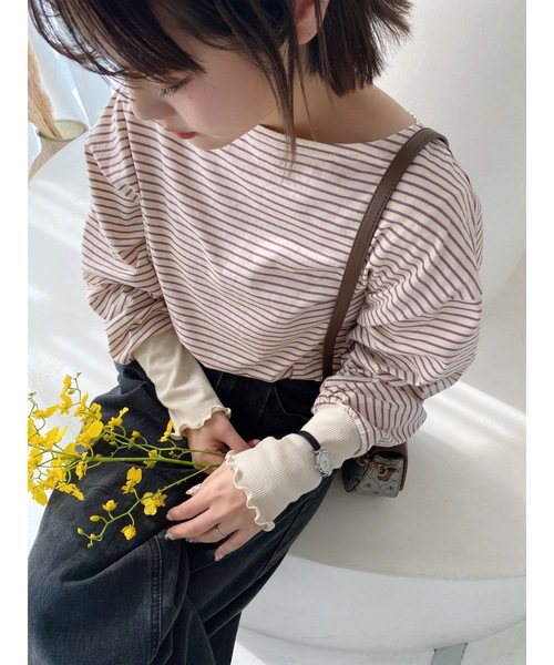 JUMELLE(ジュメロ)の「ボーダーロンT(Tシャツ/カットソー・レディース・パープル/ブラウン/レッド・FREE)」の16枚目の写真