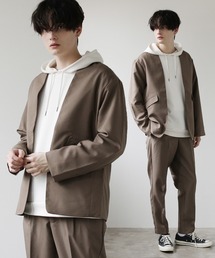 ポリトロ ノーカラージャケット＆テーパードパンツ セットアップ