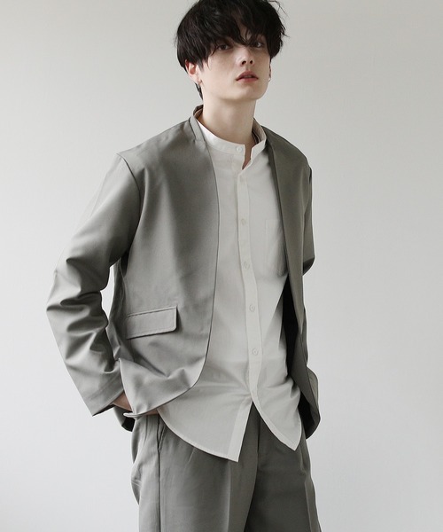 セール】ポリトロ ノーカラージャケット＆テーパードパンツ