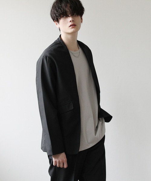 ASTRONOMY（アストロノミー）の「ポリトロ ノーカラージャケット＆テーパードパンツ セットアップ（セットアップ・メンズ・ブラック/ネイビー/ブラウン/グリーン/アイボリー/ブルーグレー/ラベンダー/スモークグレー/グレー系その他/ブラウン系その他・S/M/L/XL）」の18枚目の写真