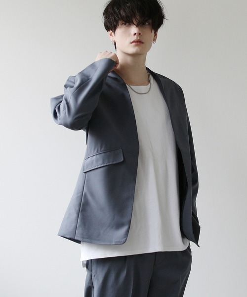【セットアップ】ノーリーズソフィー ノーカラージャケット&テーパードパンツ 楽天市場】ノーカラー ジャケット ＆ テーパード パンツ 2点