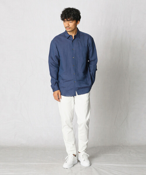 COMME CA MEN（コムサメン）の「カラーリネンシャツ（シャツ/ブラウス・メンズ・ピンク/ベージュ/ブルー/ネイビー/ホワイト・S/M/L）」の17枚目の写真
