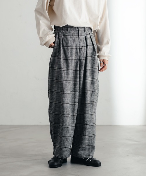 epnok（エプノック）の「チェックバギーワイドパンツ（スラックス・メンズ・ベージュ/ブラウン/グレー・SMALL/MEDIUM/LARGE）」の22枚目の写真