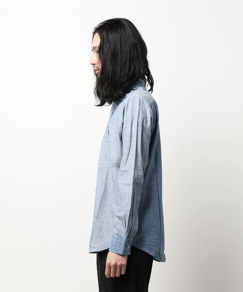 BOHEMIANS(ボヘミアンズ)の「BOHEMIANS/ボヘミアンズ MIX COL CHAMBREY B/D L/S SHIRTS ミックスカラーシャンブレーボタンダウンシャツ(シャツ/ブラウス・メンズ・インディゴブルー・MEDIUM)」の2枚目の写真