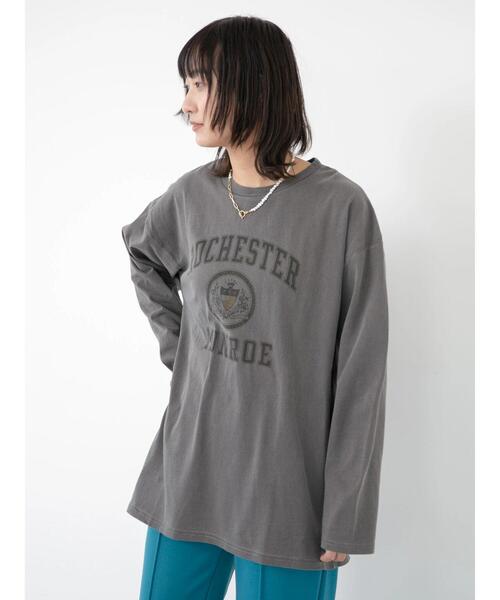 Green　Parks（グリーンパークス）の「ピグメントエンブレムチュニック（Tシャツ/カットソー・レディース・グレー/イエロー/サックスブルー・FREE）」の13枚目の写真