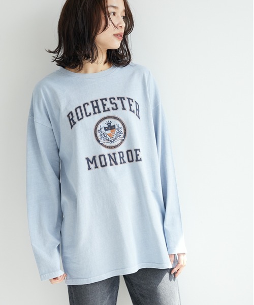 Green　Parks（グリーンパークス）の「ピグメントエンブレムチュニック（Tシャツ/カットソー・レディース・グレー/イエロー/サックスブルー・FREE）」の3枚目の写真