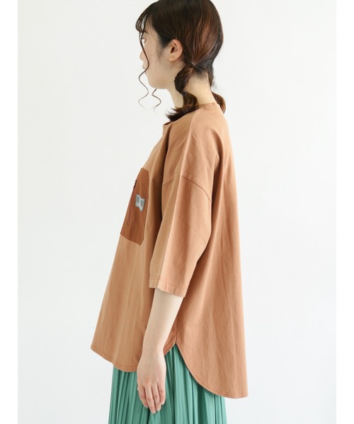 Samansa Mos2（サマンサ モスモス）の「【MEI×SamansaMos2】胸ジップポケット付Ｔシャツ（Tシャツ/カットソー・レディース・オレンジ/チャコール/ベージュ・ﾌﾘ-）」の7枚目の写真