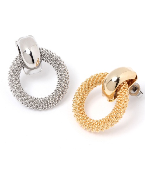 GLOBAL WORK(グローバルワーク)の「ラウンドメッシュピアス/277846(ピアス(両耳用)・レディース・ライトイエロー/ライトグレー・FREE)」の5枚目の写真
