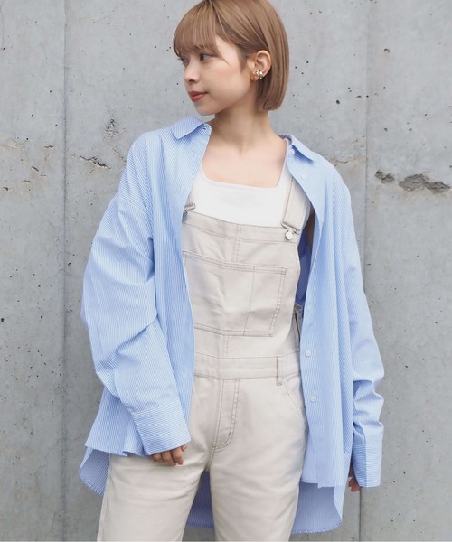tiptop(ティップトップ)の「バックシャンストライプBIGシャツ(シャツ/ブラウス・レディース・ピンク/ブルー/グリーン/サックスブルー・FREE)」の3枚目の写真