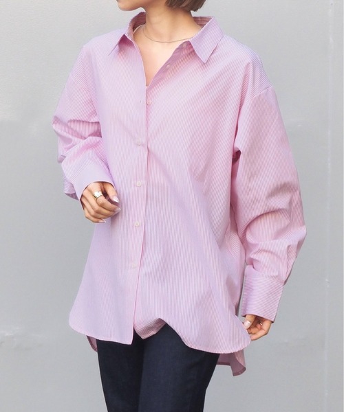 tiptop(ティップトップ)の「バックシャンストライプBIGシャツ(シャツ/ブラウス・レディース・ピンク/ブルー/グリーン/サックスブルー・FREE)」の15枚目の写真