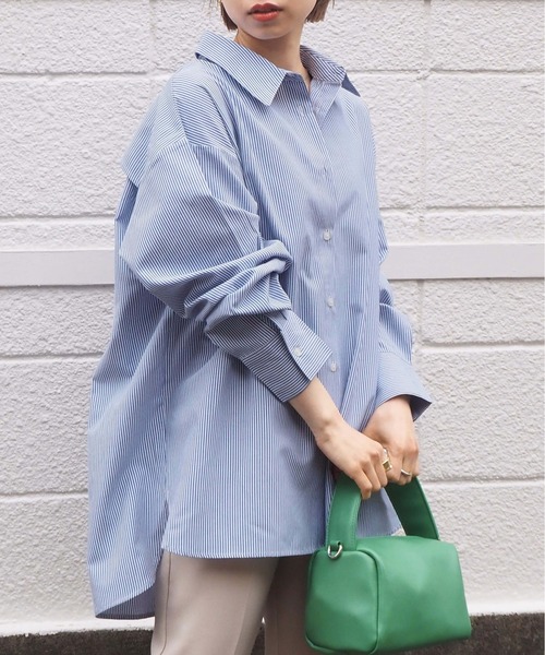 tiptop(ティップトップ)の「バックシャンストライプBIGシャツ(シャツ/ブラウス・レディース・ピンク/ブルー/グリーン/サックスブルー・FREE)」の19枚目の写真