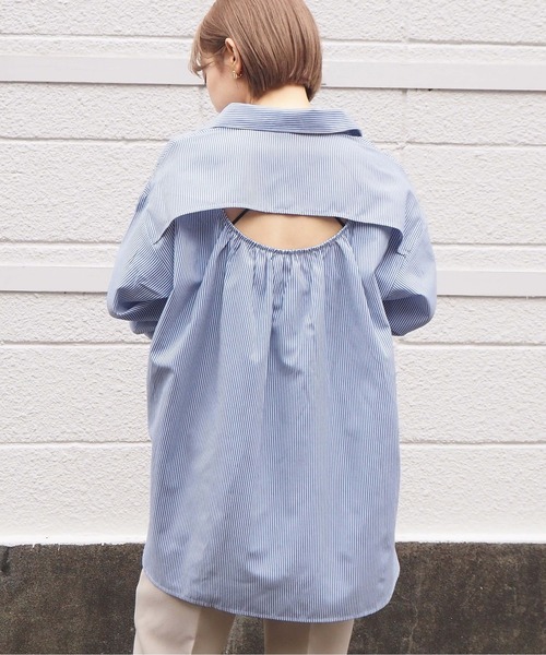 tiptop(ティップトップ)の「バックシャンストライプBIGシャツ(シャツ/ブラウス・レディース・ピンク/ブルー/グリーン/サックスブルー・FREE)」の17枚目の写真