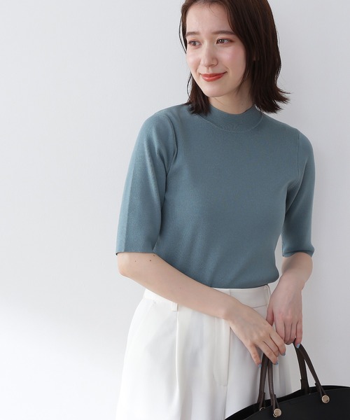 N.（N. Natural Beauty Basic）（エヌエヌナチュラルビューティーベーシック）の「◆総針ボトルネック５分袖ニット（ニット/セーター・レディース・ブラック/ブラウン/レッド/ブルー/クリーム・MEDIUM）」の5枚目の写真