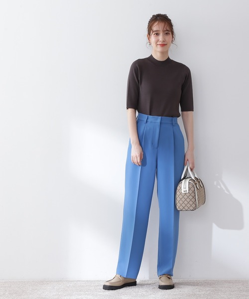 N.（N. Natural Beauty Basic）（エヌエヌナチュラルビューティーベーシック）の「◆総針ボトルネック５分袖ニット（ニット/セーター・レディース・ブラック/ブラウン/レッド/ブルー/クリーム・MEDIUM）」の6枚目の写真