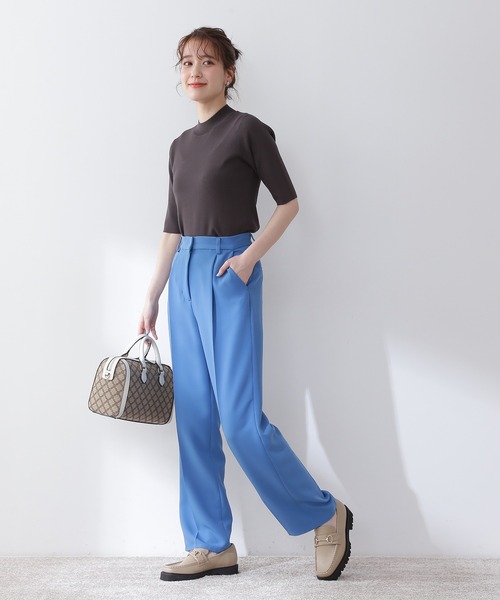 N.（N. Natural Beauty Basic）（エヌエヌナチュラルビューティーベーシック）の「◆総針ボトルネック５分袖ニット（ニット/セーター・レディース・ブラック/ブラウン/レッド/ブルー/クリーム・MEDIUM）」の8枚目の写真