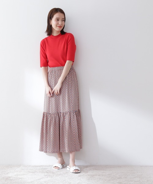 N.（N. Natural Beauty Basic）（エヌエヌナチュラルビューティーベーシック）の「◆総針ボトルネック５分袖ニット（ニット/セーター・レディース・ブラック/ブラウン/レッド/ブルー/クリーム・MEDIUM）」の14枚目の写真