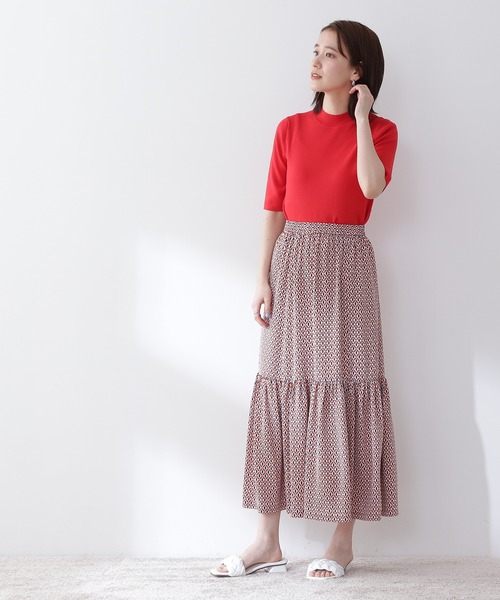 N.（N. Natural Beauty Basic）（エヌエヌナチュラルビューティーベーシック）の「◆総針ボトルネック５分袖ニット（ニット/セーター・レディース・ブラック/ブラウン/レッド/ブルー/クリーム・MEDIUM）」の7枚目の写真